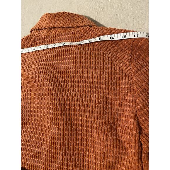 UBU Jacket Womens XL Extra-Large Orange Waffle Weave Cottage Core Fall Jacket - Picture 15 of 15